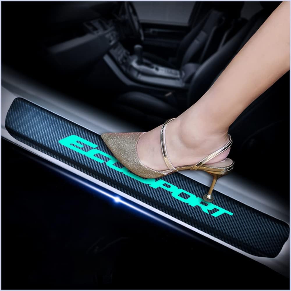 4Pcs Car Door Sill Scuff Plate Cover Carbon Fiber Sticker red F970