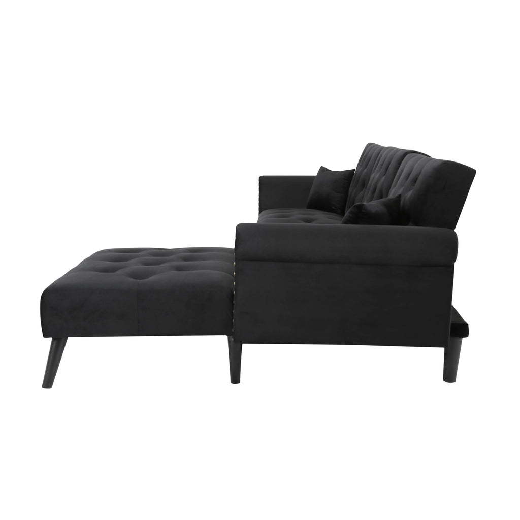 Velvet Convertible Sleeper Sectional Sofa Y311132