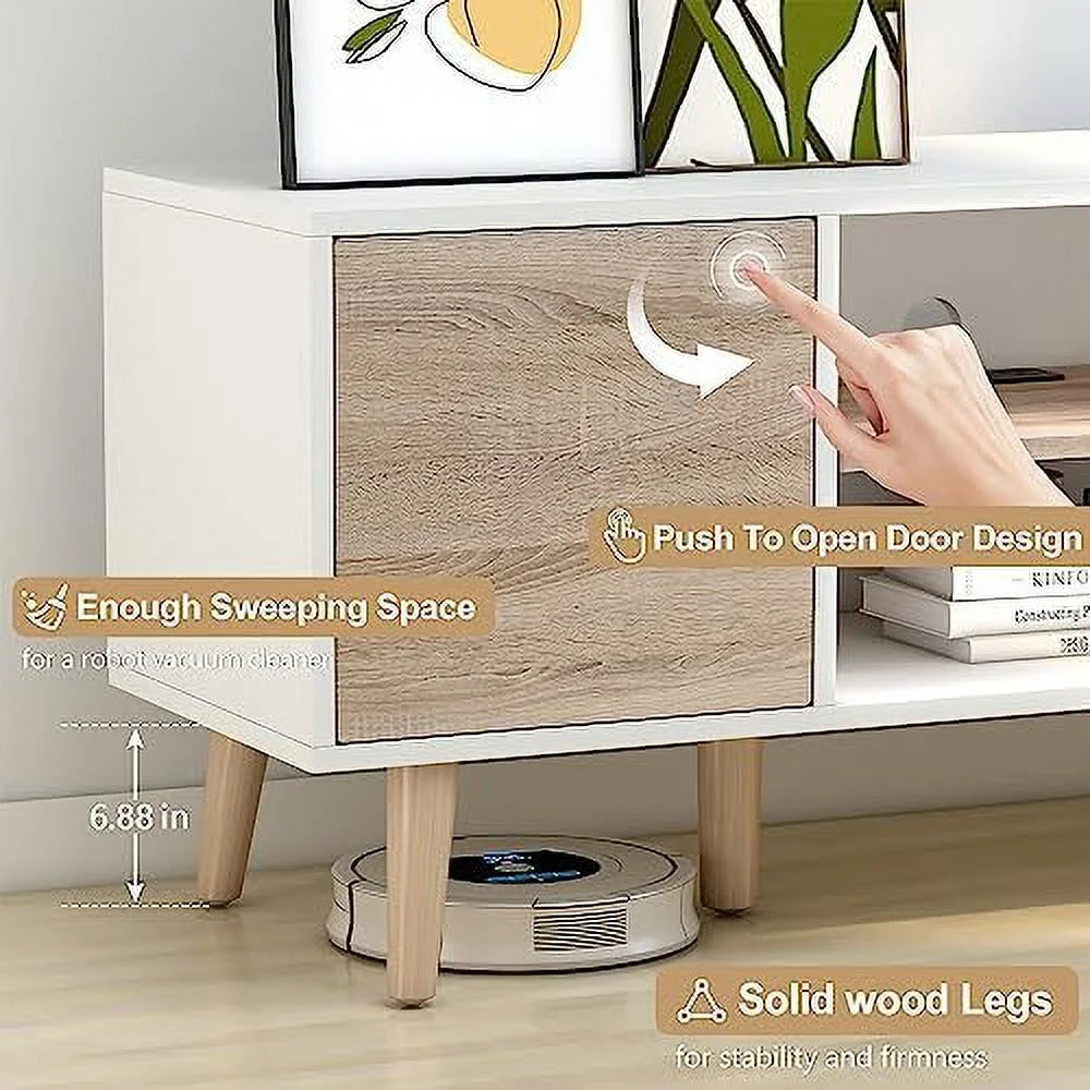 Black Walnut TV Stand with Push Up Doors C918