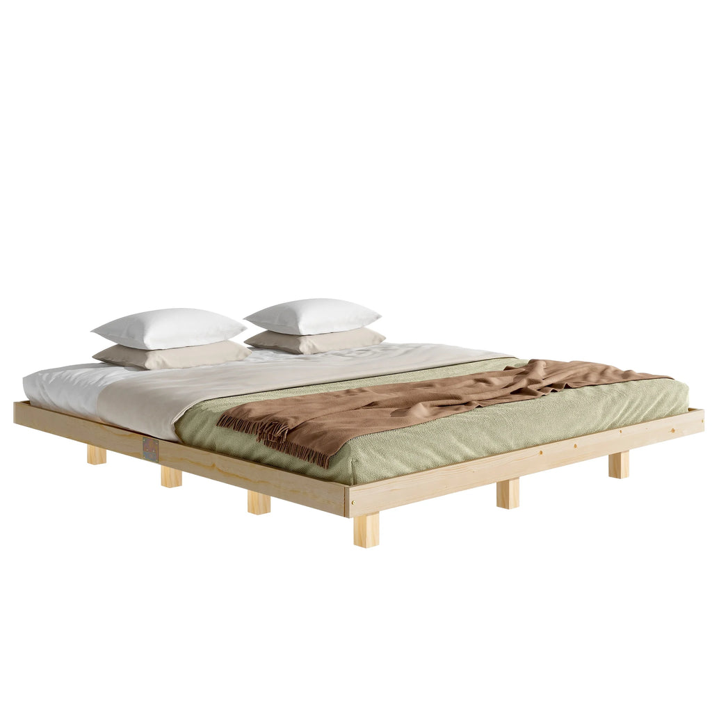 White Full Size Floating Bed Frame with LED Lights V5728