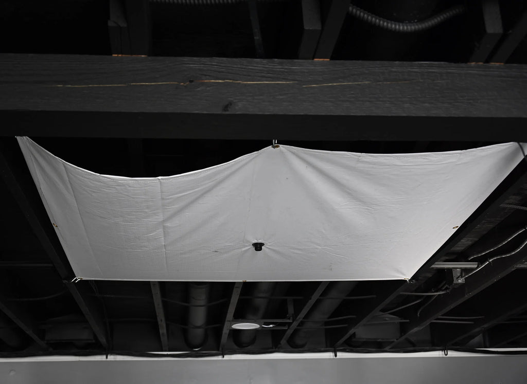 5' x 5' White Vinyl Coated Waterproof Drain Tarp with Heavy Duty Grommets H92046