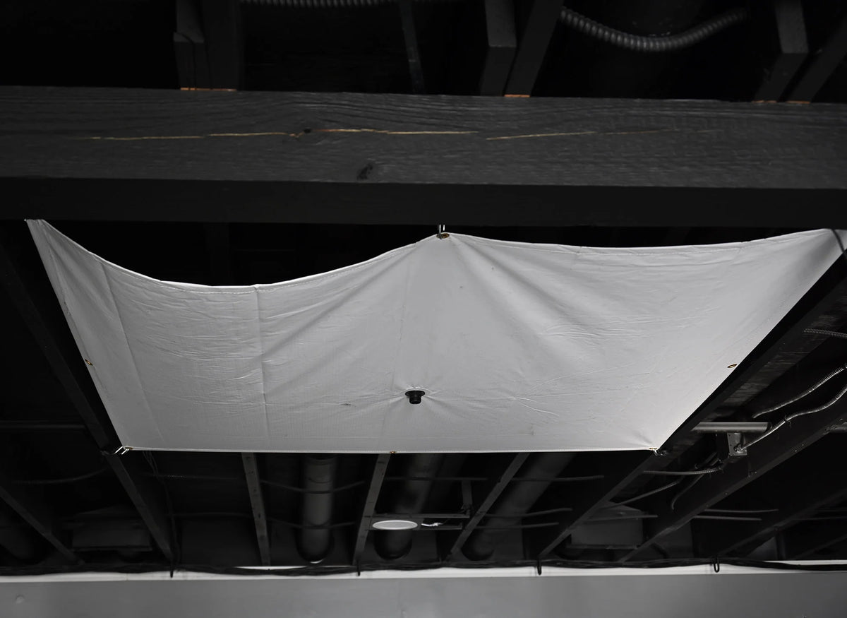 5' x 5' White Vinyl Coated Waterproof Drain Tarp with Heavy Duty Grommets H92046