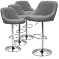 Set of 4 Grey Faux Leather Swivel Bar Stools E507249