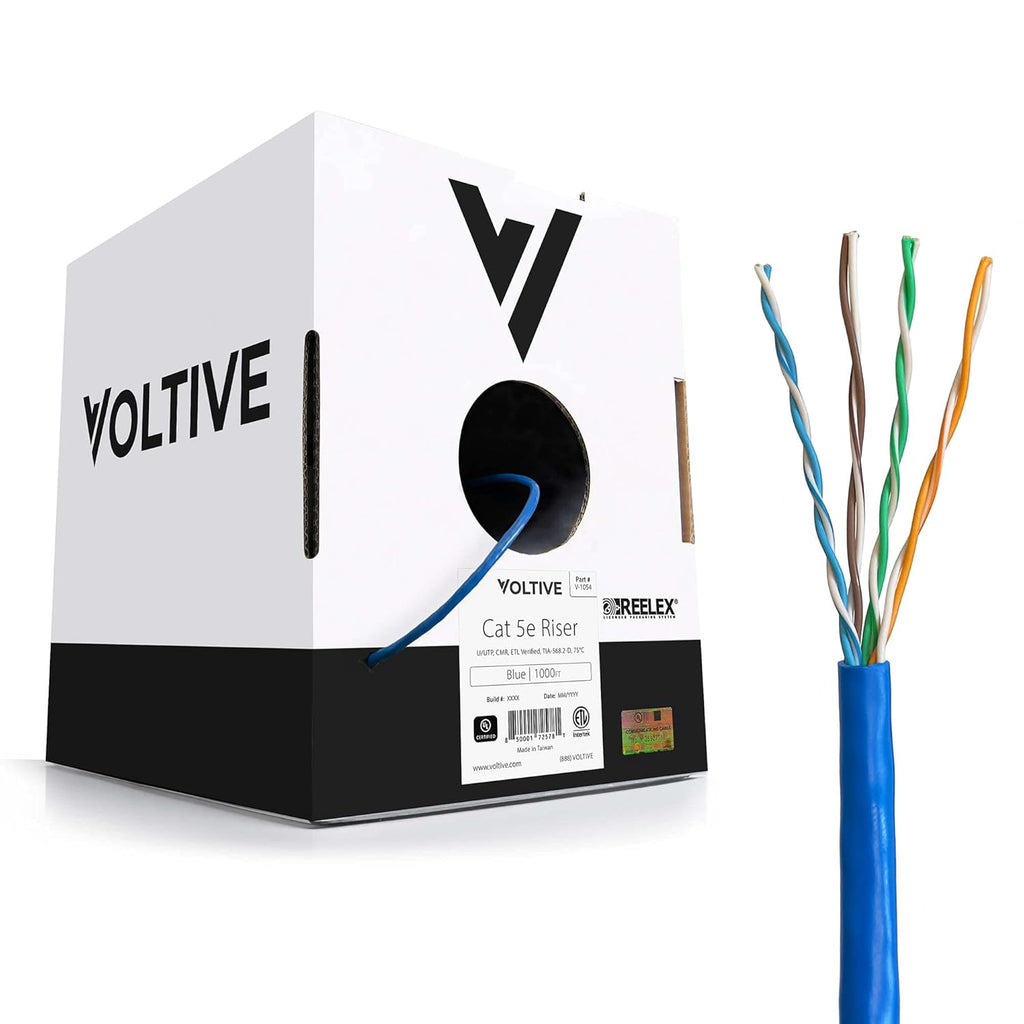 Blue 1000ft Solid Bare Copper Bulk Ethernet Cable J35809