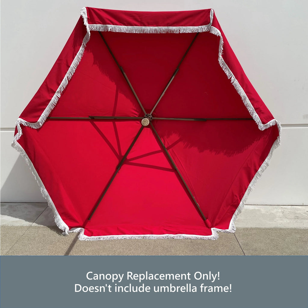 Red 9ft 6 Ribs Replacement Umbrella Canopy with Fringed Valance Q621