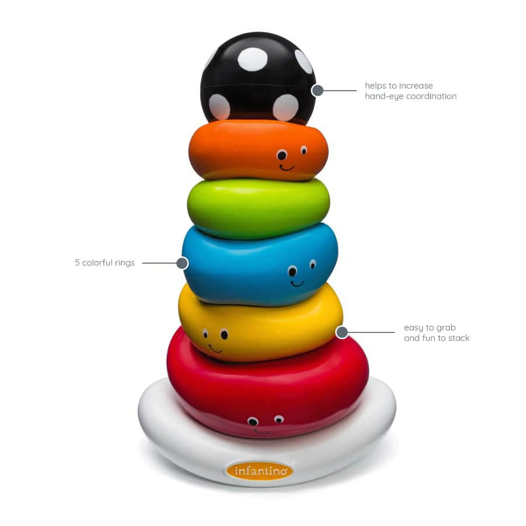 Multicolor 7-Piece Ring Stacking Toy with Rocking Base W52972