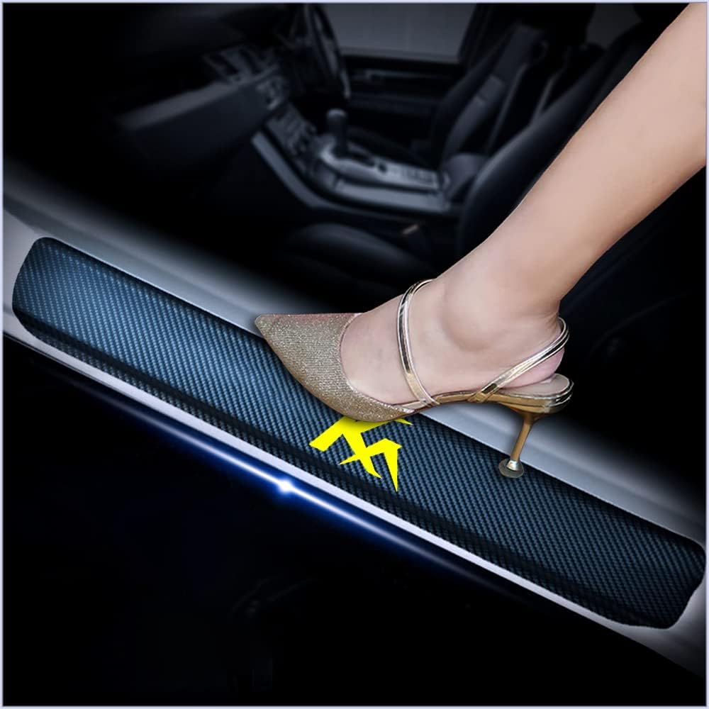 4Pcs Car Door Sill Scuff Plate Cover Carbon Fiber Sticker red F970