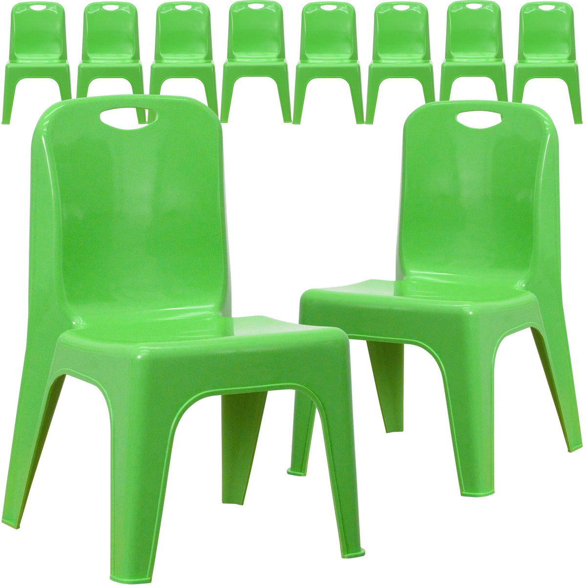 Green Plastic Stackable School Chair with Carrying Handle X760