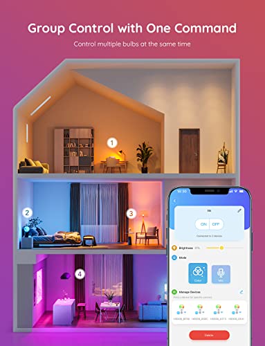 Color Changing Smart LED Light Bulbs 4 Pack F79107