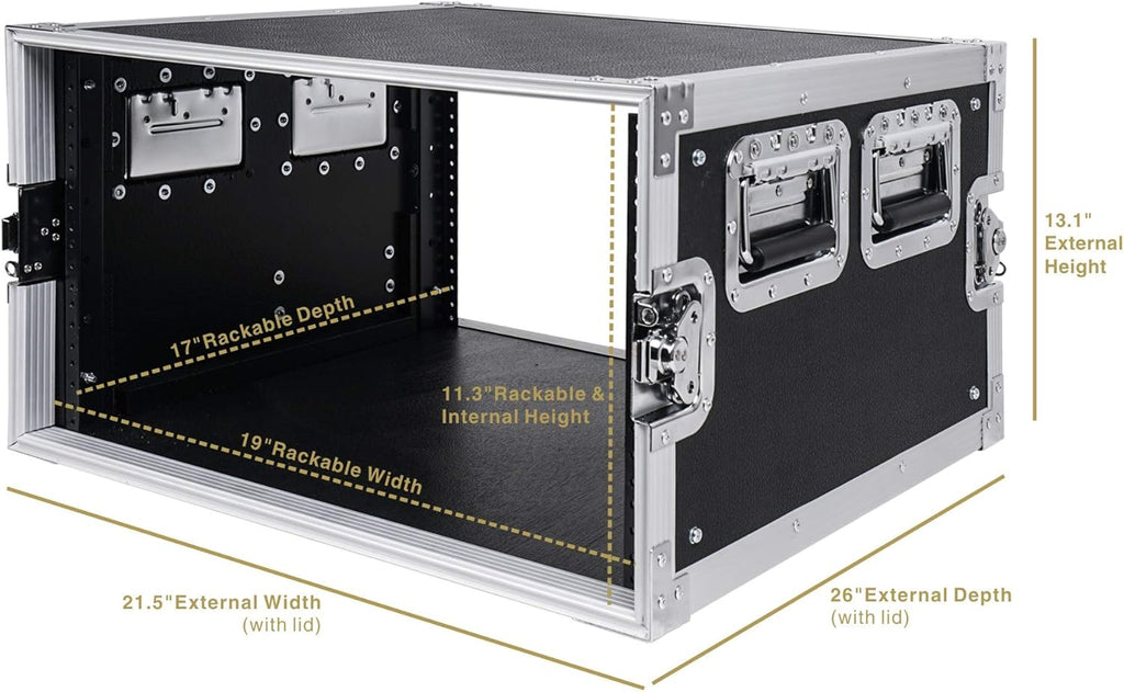 6U PA/DJ Rack Case with 17" Depth Plywood Metal Ball Corners U70376