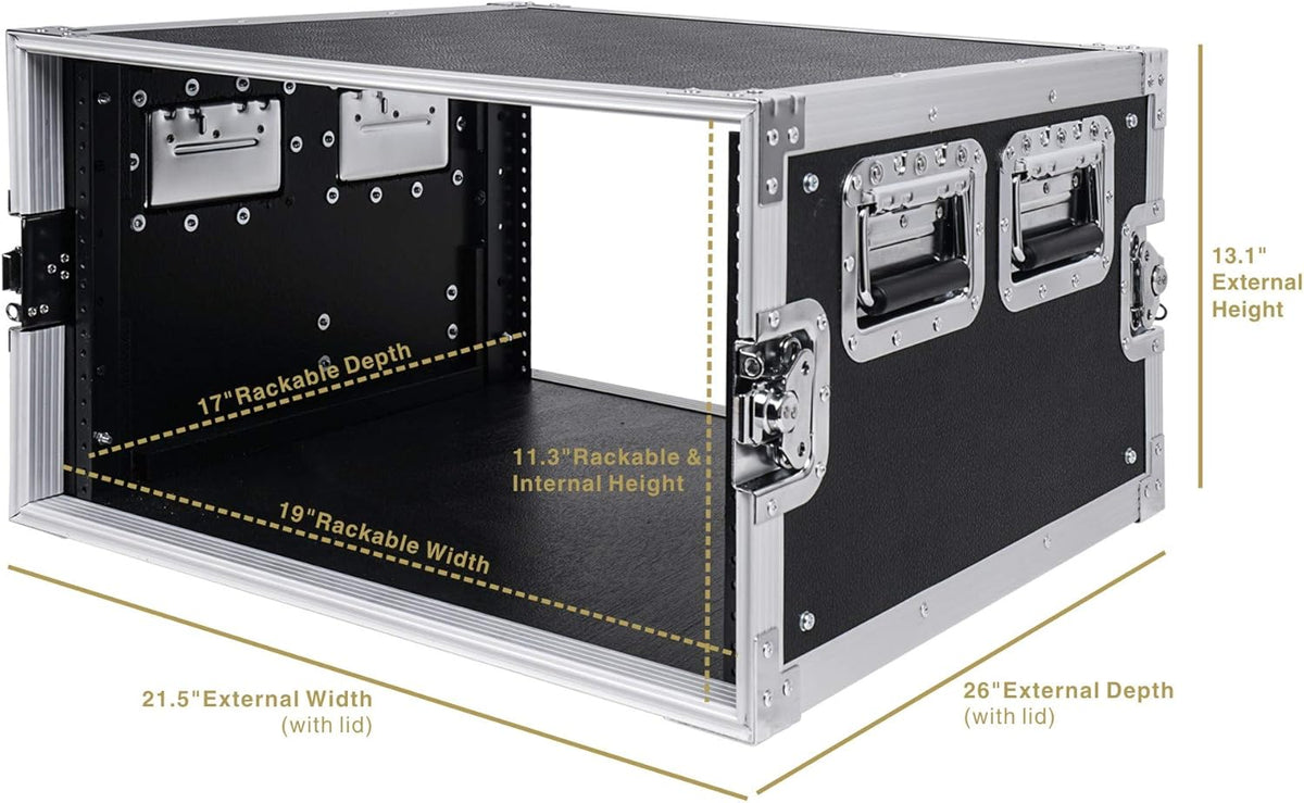 6U PA/DJ Rack Case with 17" Depth Plywood Metal Ball Corners U70376