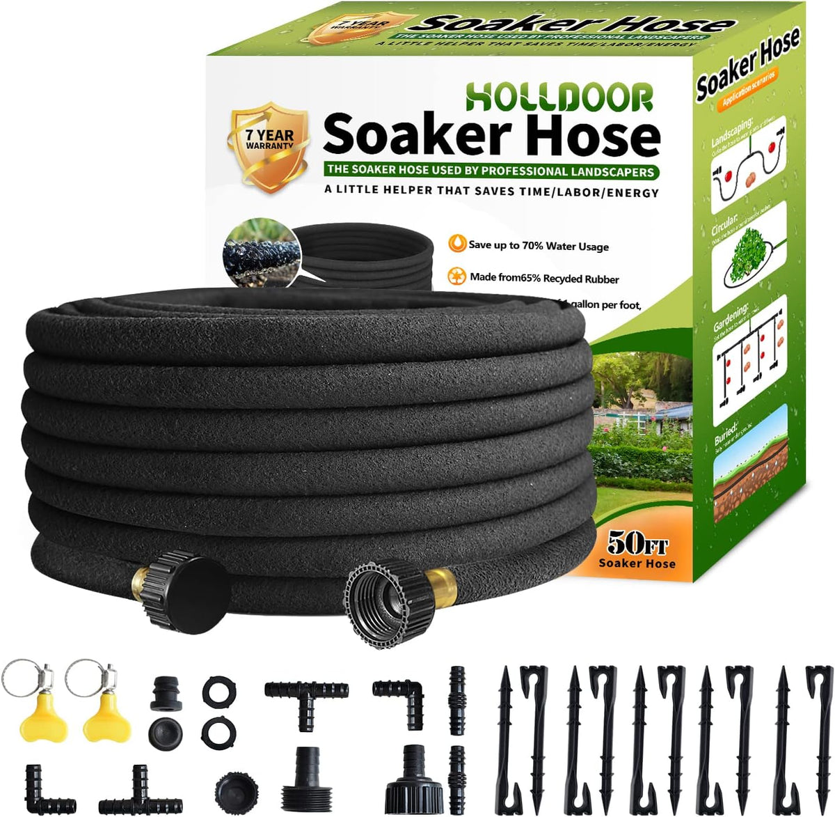Soaker Hose 100 Ft 1/2'' Diameter Drip Hose Irrigation, Pack of 2 H34179