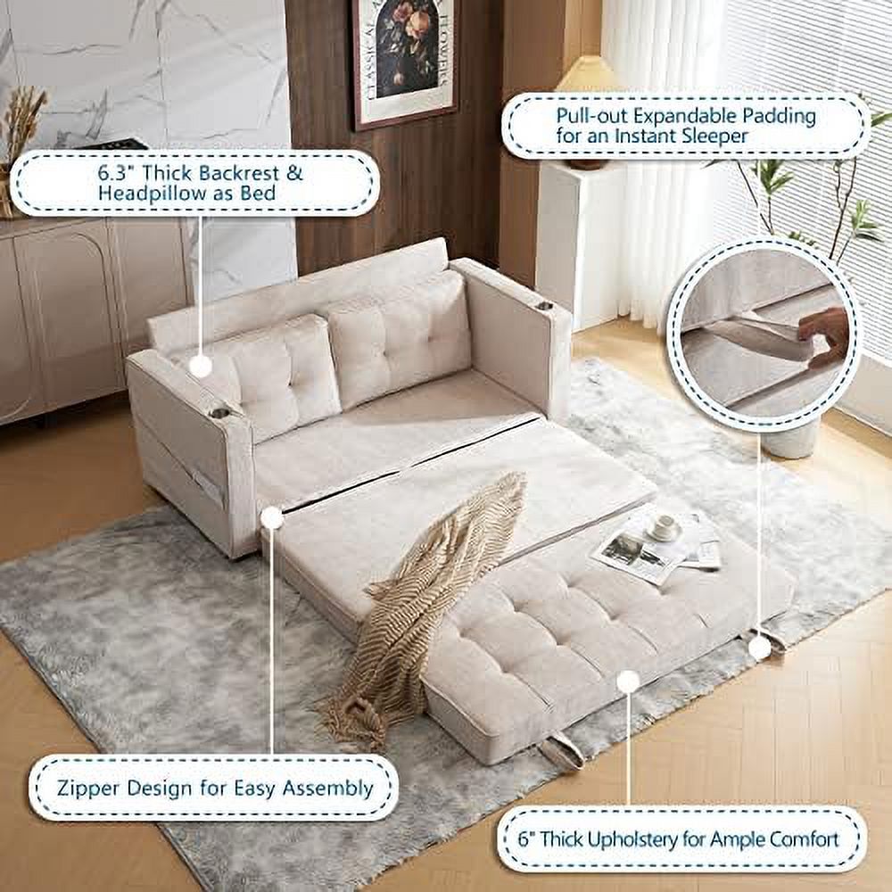 Full Size Futon Sofa Bed Chenille Loveseat Sofa Sleeper Pull Out Couch D7554