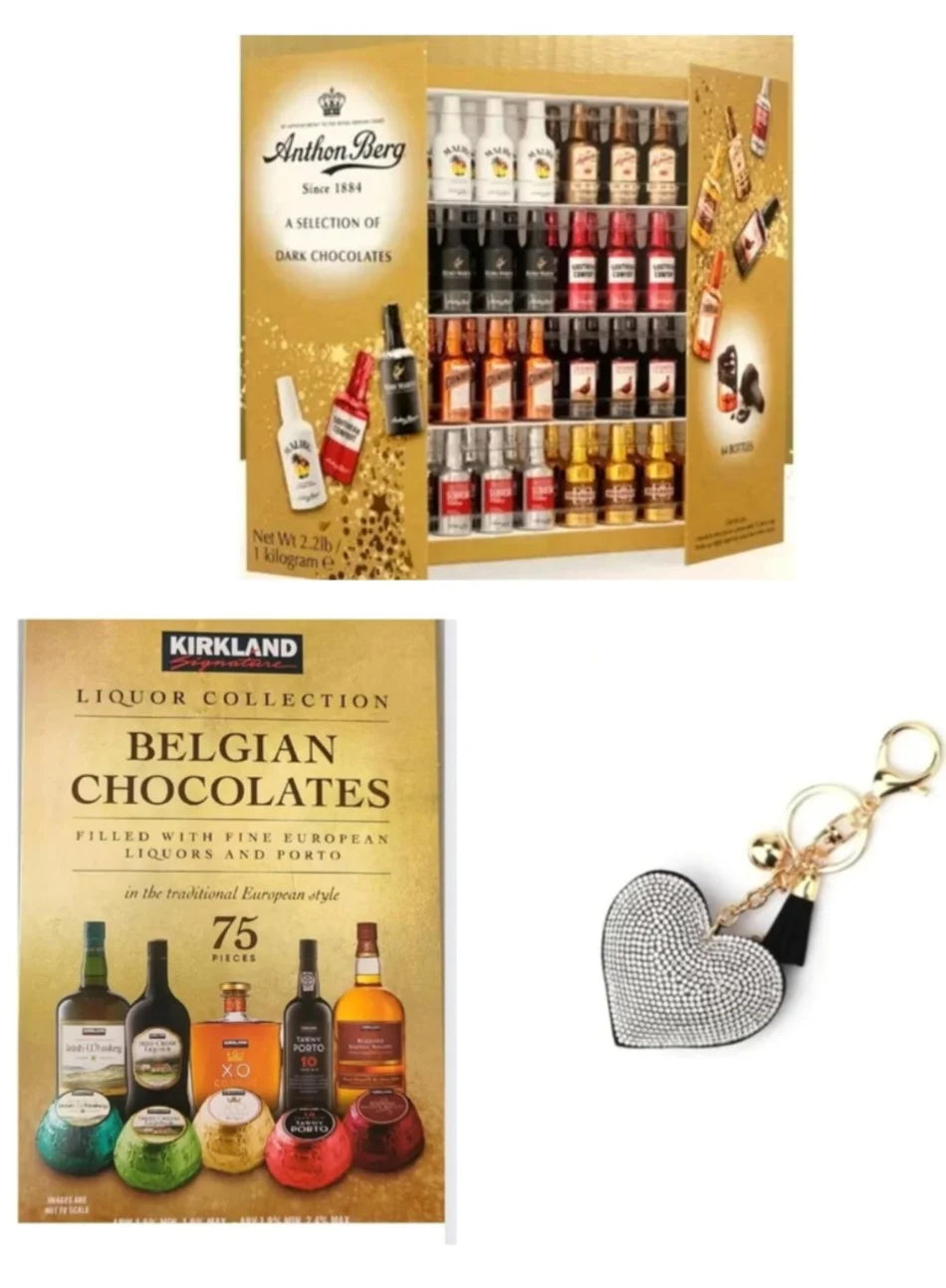 Filled Bottles and Chocolates with Heart Keychain O449